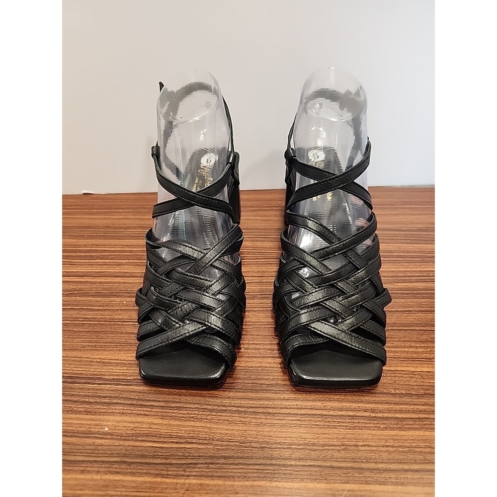 Seychelles Womens 6 Charter Leather Strappy Block Heel Sandals Square‎ Toe Black